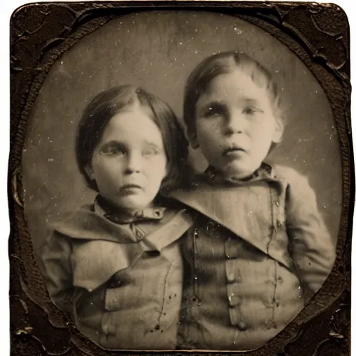 Image similar to tintype photo, two-headed