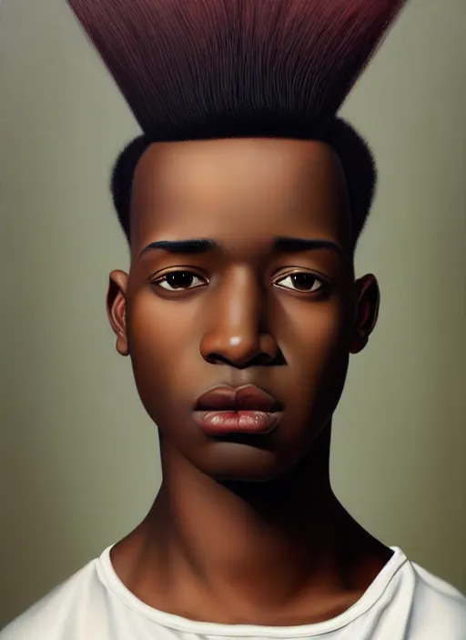 Image similar to young black man with a mohawk art by mary jane ansell