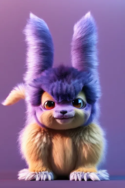 Image similar to high quality 3 d render hyperrealist very cute multicolor stripped fluffy! tarantula cat hybrid highly detailed, vray smooth, in the style of detective pikachu, hannah yata charlie immer, dramatic blue light, low angle, uhd 8 k, sharp focus