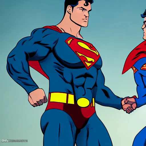 Image similar to superman vs batman in hyper detail artstation. 4k photos