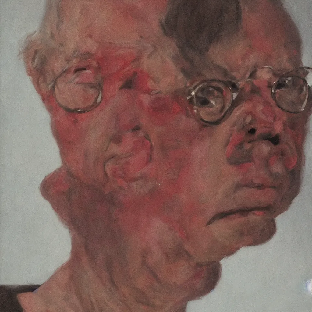 Image similar to oil painting by christian rex van minnen portrait of todd solondz age 7 3, extremely bizarre disturbing, intense chiaroscuro lighting perfect composition masterpiece intense emotion