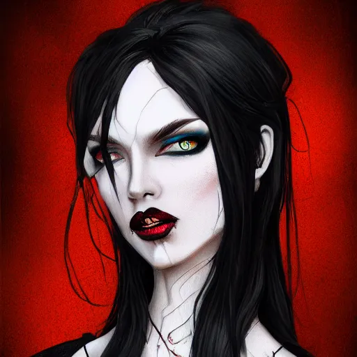 Prompt: a girl wearing gothic clothes, dark lipstick, highly detailed, digital painting, artstation, concept art, smooth, sharp focus, illustration