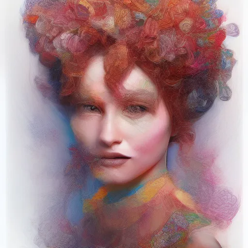 Image similar to the portrait of a ridiculously beautiful and elegant woman partially made of onion rings of all colors, an ultrafine detailed illustration by james jean, final fantasy, intricate linework, bright colors, behance contest winner, vanitas, angular, altermodern, unreal engine 5 highly rendered, global illumination, radiant light, detailed and intricate environment