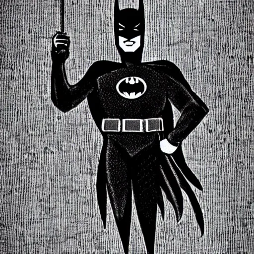 Prompt: a old timey picture of batman, hd, old timey, intricate detail, old, vintage