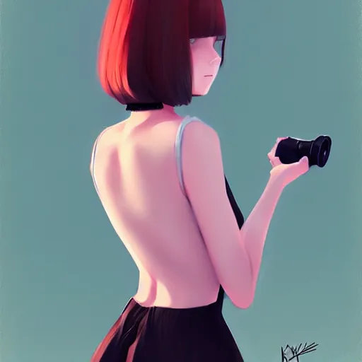 Image similar to elegant girl in urban outfit, digital painting, fan art, pixiv, by Ilya Kuvshinov, by Studio Ghibli