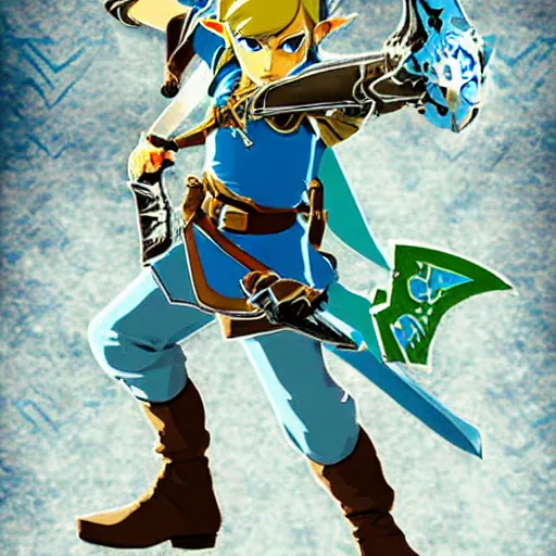 Image similar to link from the legend of zelda breath of the wild in jojo's bizarre adventure