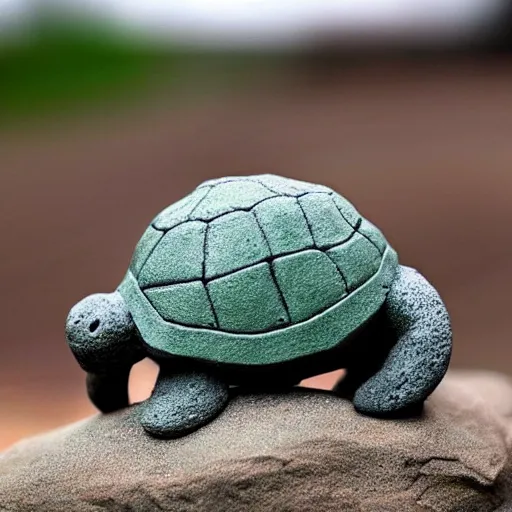 Prompt: “stone sculpture or a turtle wearing a suit”