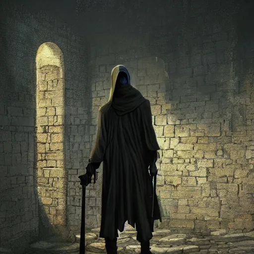 Prompt: Grim reaper standing between buildings in a medieval town at night, fantasy art, octane render, highly detailed, art by greg rutkowski