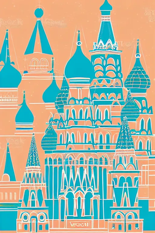 Prompt: minimalist boho style art of colorful moscow, illustration, vector art