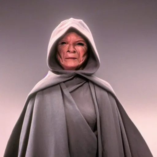 Image similar to martha stewart as emperor palpatine, cinematic still, 7 0 mm, star wars,