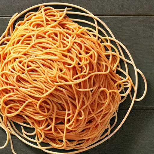 Prompt: a pile of spaghetti shaped like an airplane