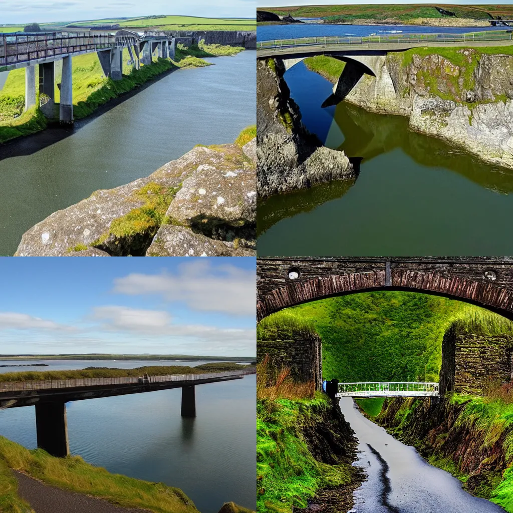 Prompt: bridge between ireland and america. perspective from ireland