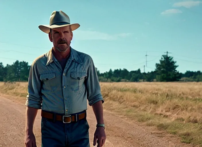 Image similar to film still of!!!!! kevin costner!!!!! as jim hopper in stranger things, 8 k