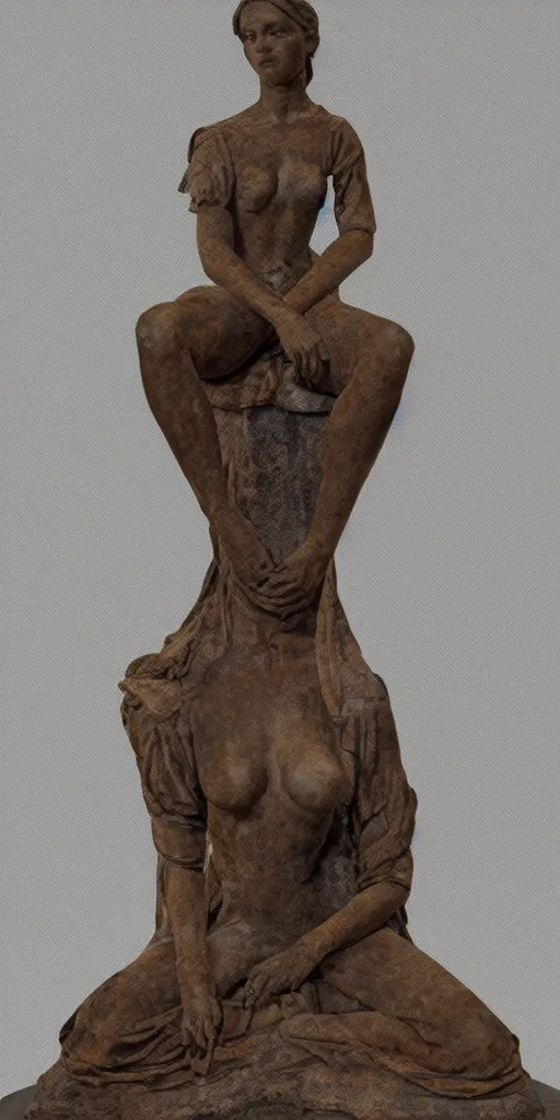 Image similar to detailed photo of old patina statue of most famous woman, full body portrait, various bending poses, photorealism, intricate detail, museum diffuse lighting