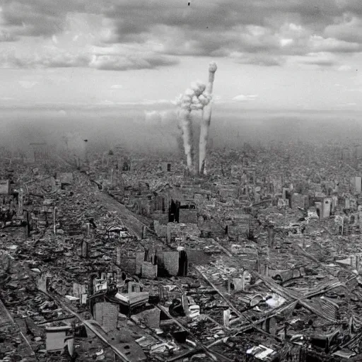 Prompt: a high-quality photo of Buenos Aires after a thermonuclear strike, complete destruction, fire and clouds of dust