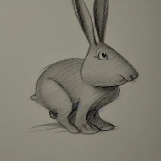 Image similar to milt kahl pencil sketch of a rabbit in the forest disney style