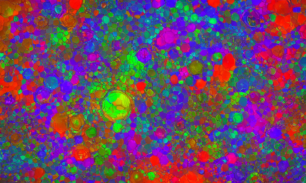 Image similar to reflexion cyberpunk voronoi engine laboratory 3 d volume kaleidoscope digital stylized concept substance liquid, by carl warner and jim woodring, trending on artstation : 1. 5, sweet joy harmony color scheme depth fog overlay multiply photoshop layer