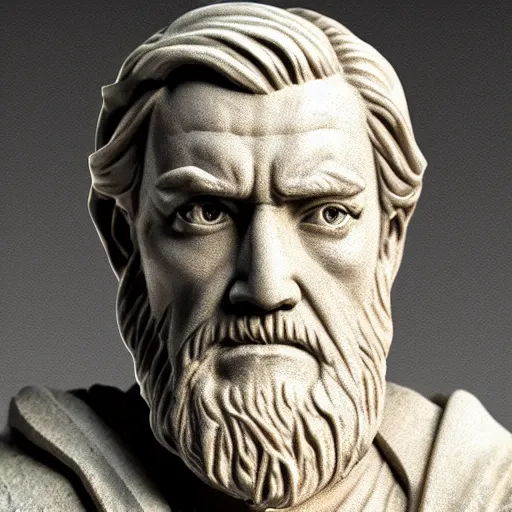 Prompt: marble bust of obi wan kenobi, high detail, high definition, photorealistic, 8k