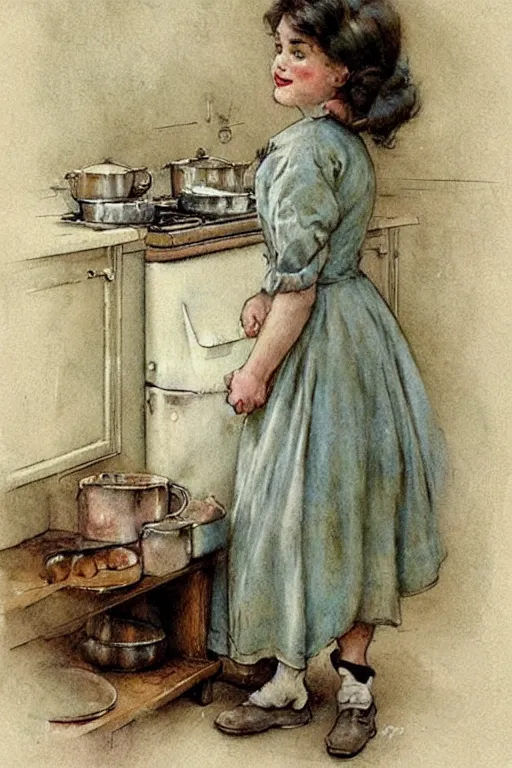 Prompt: ( ( ( ( ( 1 9 5 0 s kitchen. muted colors. ) ) ) ) ) by jean - baptiste monge!!!!!!!!!!!!!!!!!!!!!!!!!!!