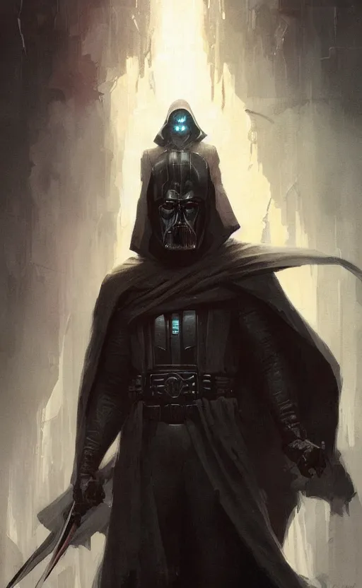 Image similar to « beautiful comic style portrait of sith lord by greg rutkowski, very detailed »