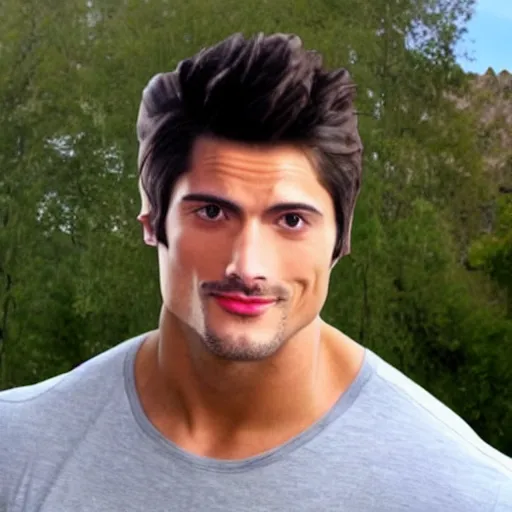 Prompt: anthony padilla face merged with dwayne the rock johnson