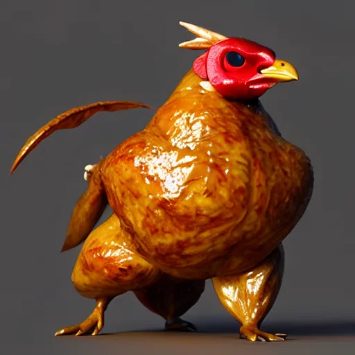 Prompt: roasted chicken pokemon:: by beeple and James Gilleard and Justin Gerard :: ornate, dynamic, particulate, intricate, elegant, highly detailed, centered, artstation, smooth, sharp focus, photoreal octane render, 3d