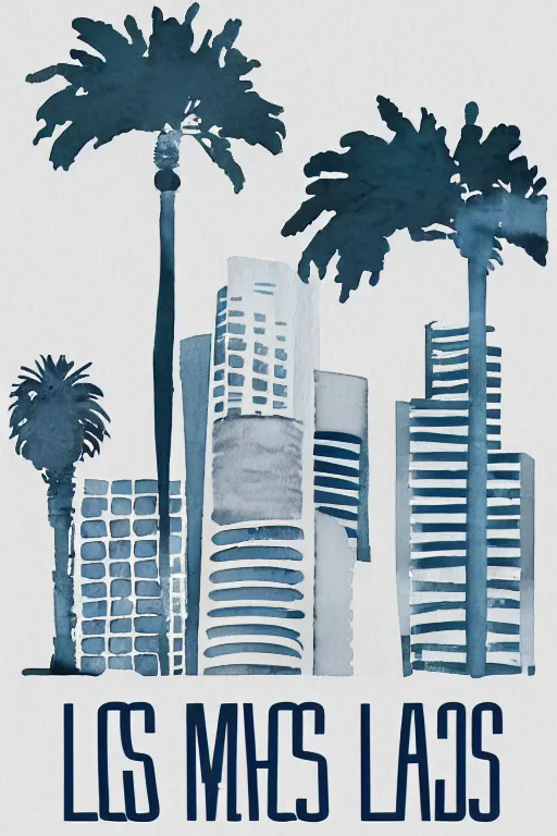 Image similar to minimalist watercolor art of los angeles, illustration, vector art