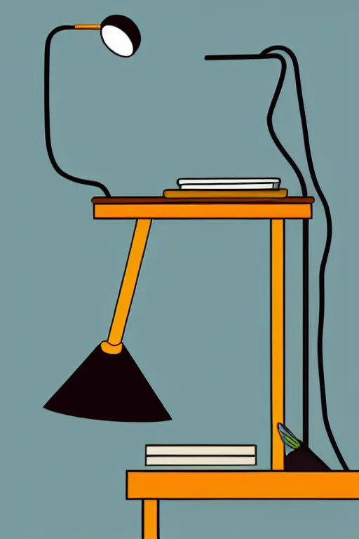 Prompt: minimalist boho style art of a colorful desk lamp, illustration, vector art
