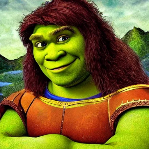 Prompt: shrek from shrek as a glorious devout shining powerful epic amazing awesome very handsome attractive muscular stylish knight in shining golden armor, fantasy art, hyper detailed, extremely complex, hyper realistic, similar to the mona lisa, art by leonardo devinci