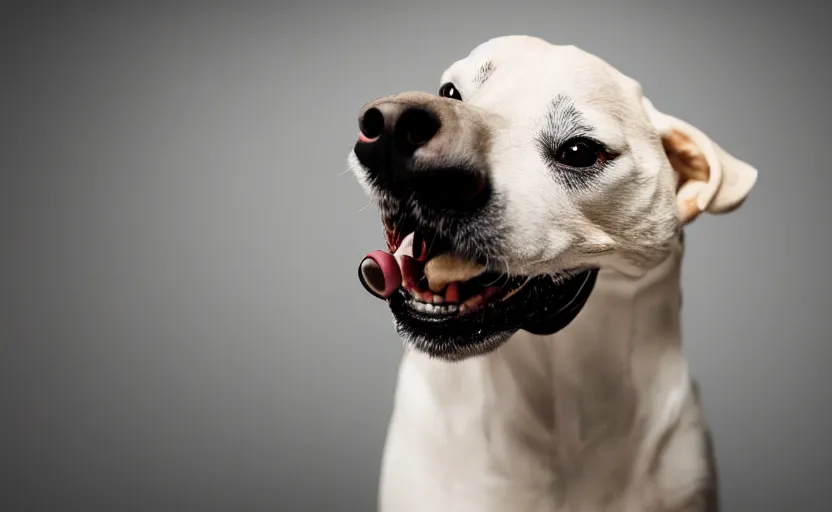 Prompt: studio photography of a funny dog, detailed face, cinematic lighting, 8 k