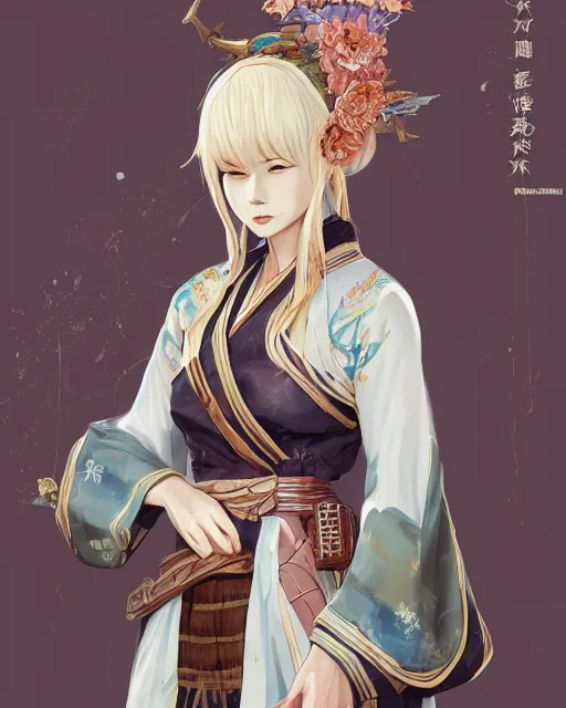 Image similar to A full-body anime portrait of Ssunbiki as a beautiful woman wearing a kimono from Skyrim, by Stanley Artgerm Lau, WLOP, Rossdraws, James Jean, Andrei Riabovitchevy, Marc Simonetti, and Sakimichan, trending on artstation