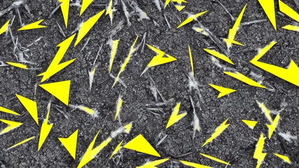 Prompt: monochrome yellow inquisitive lightning bolt debris