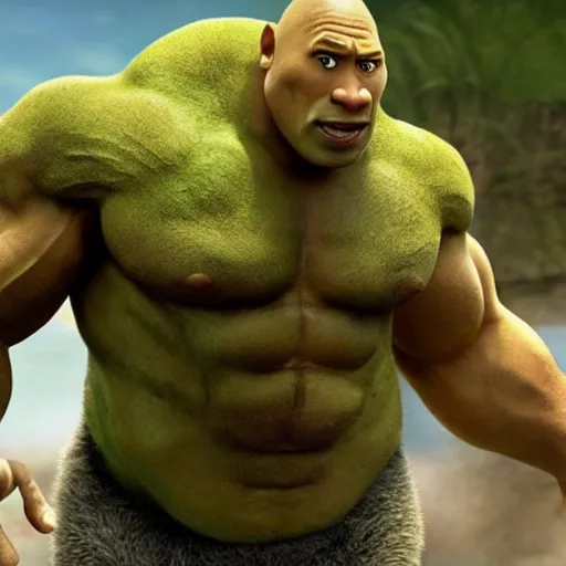 Prompt: Dwayne The Rock Johnson as Shreck