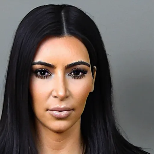 Image similar to sad kim kardashian mugshot, 8 k