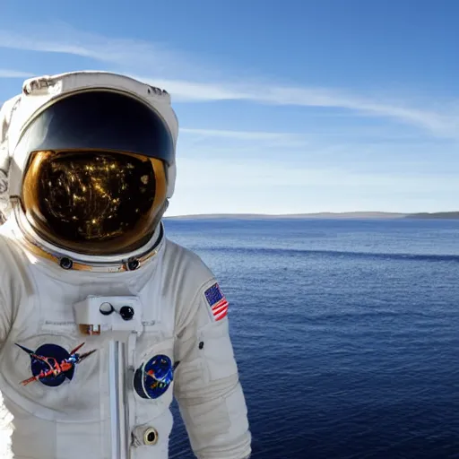 Image similar to an astronaut on Baikal lake