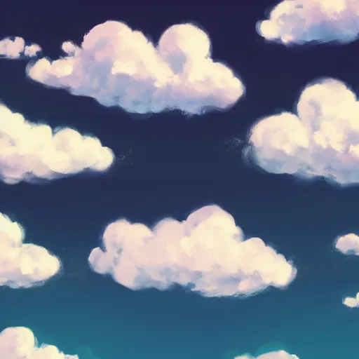Prompt: simple anime clouds, midday, digital art, trending on artstation, gradient colors, slight fisheye perspective