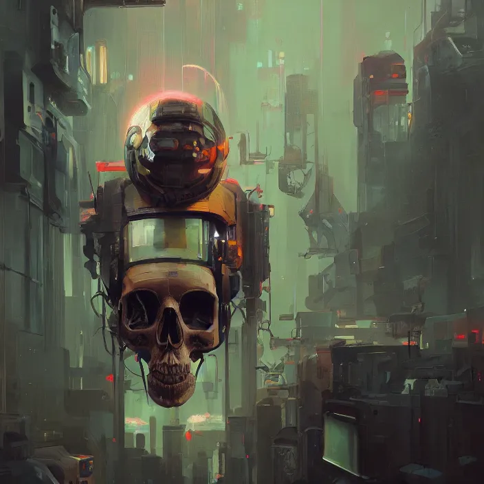 Image similar to a beautiful painting of a cyberpunk skull by sergey kolesov and greg rutkowski and pascal blanche. in style of colorful comic noir illustration, symmetry, sci fi, hyper detailed. octane render. trending on artstation