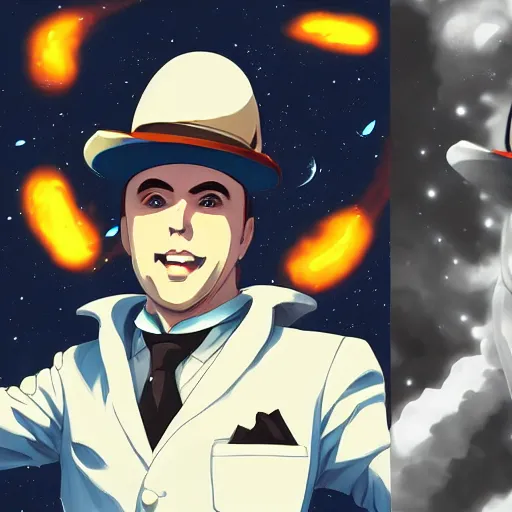 Image similar to portrait of al capone as a space explorer, anime fantasy illustration by tomoyuki yamasaki, kyoto studio, madhouse, ufotable, square enix, cinematic lighting, trending on artstation