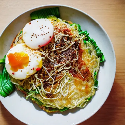 Image similar to mouthwatering okonomiyaki, food photography