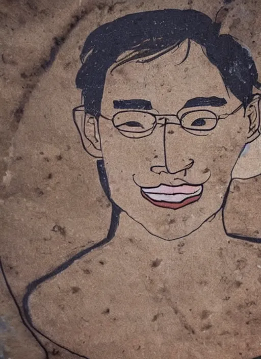Image similar to a cave painting of filthy frank