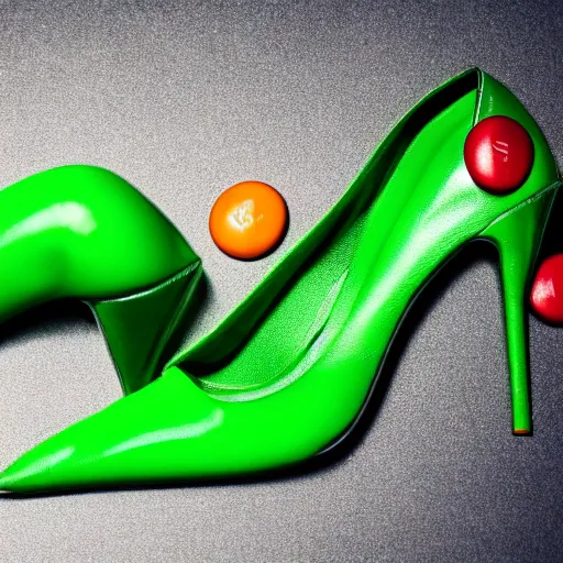Image similar to full body portrait of green m & m posing seductively, candy, high heels, elegant, smooth, sharp focus, hyper detailed