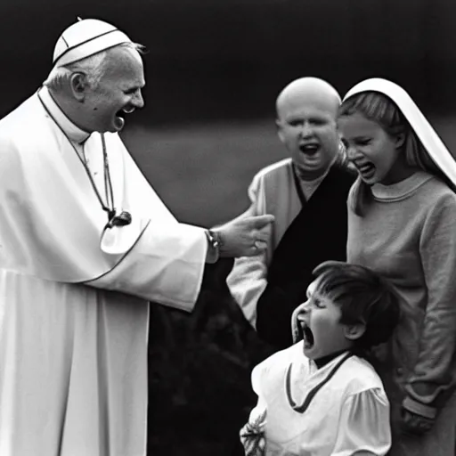 Image similar to john paul ii screaming at child