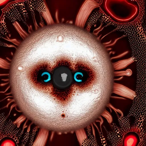 Prompt: a virus shaped like a face,