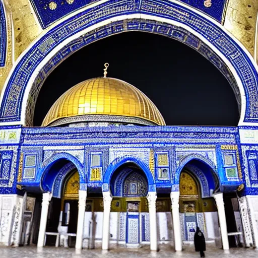 Image similar to dome of the rock, by professional photographer, night sky