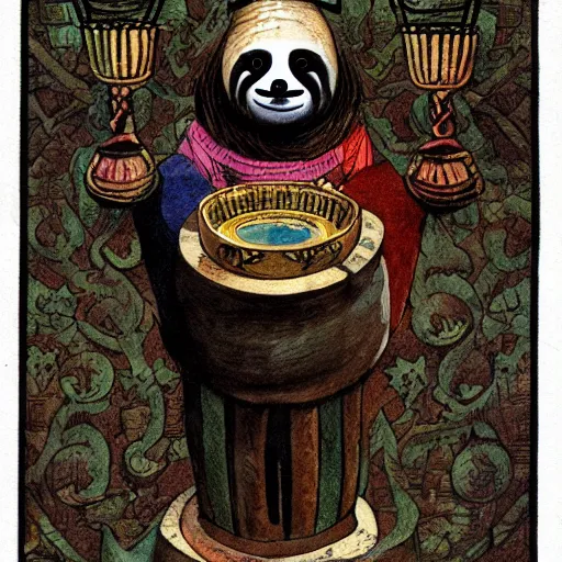 Image similar to sloth as the king of cups