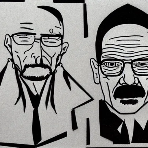 Prompt: a scene from breaking bad featuring walter white by pablo picasso