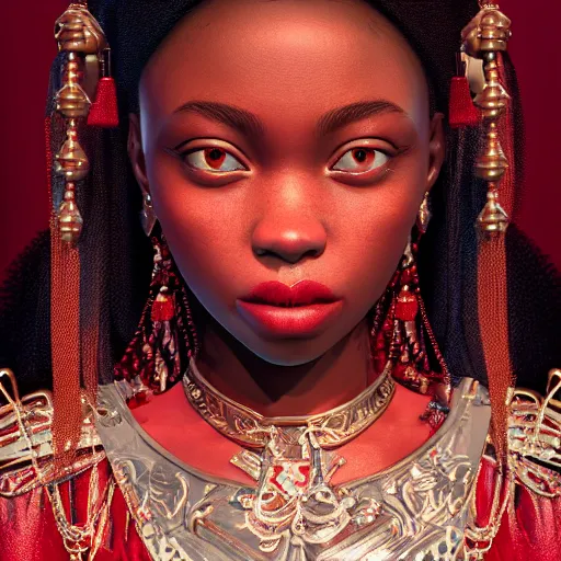 Image similar to portrait of wonderful princess of ruby with dark skin, ornate 8 k gorgeous intricate detailed, accent lighting, dramatic light, octane render