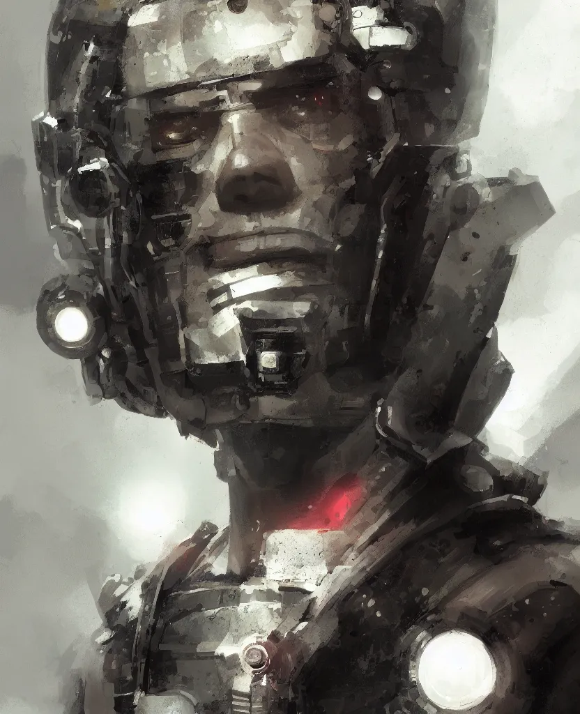 Image similar to a futuristic technician man, scifi character portrait by greg rutkowski, craig mullins