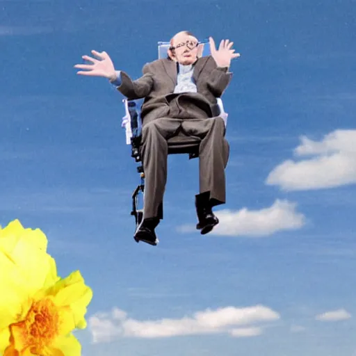 Image similar to steven hawking flying in the sky