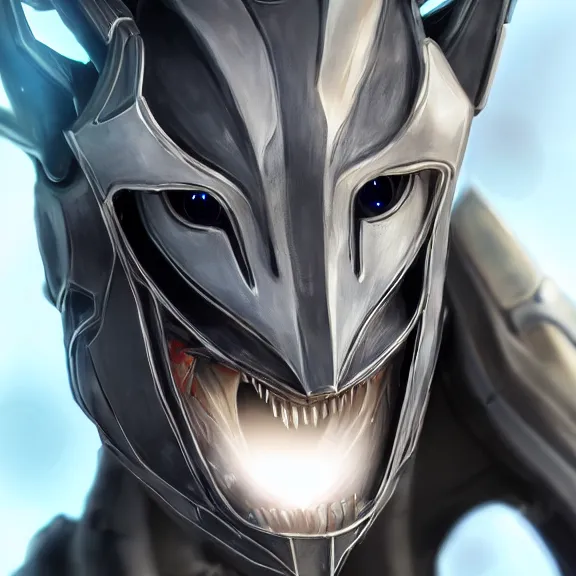 Image similar to close up mawshot of a cute elegant beautiful stunning anthropomorphic female robot dragon, with sleek silver metal armor, glowing OLED visor, facing the camera, the open maw being highly detailed and soft,food pov, micro pov, digital art, pov furry art, anthro art, furry, warframe art, high quality, 3D realistic, dragon mawshot, maw art, macro art, micro art, dragon art, Furaffinity, Deviantart, Eka's Portal, G6